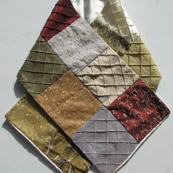 Satin Embroidered Patchwork Scarf - Picture 10 of 13